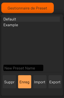 gestionnaire de preset de la companion app